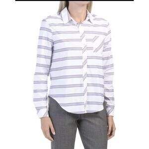 Southern Tide Emery Button Down Striped Shirt Round Hem Size L